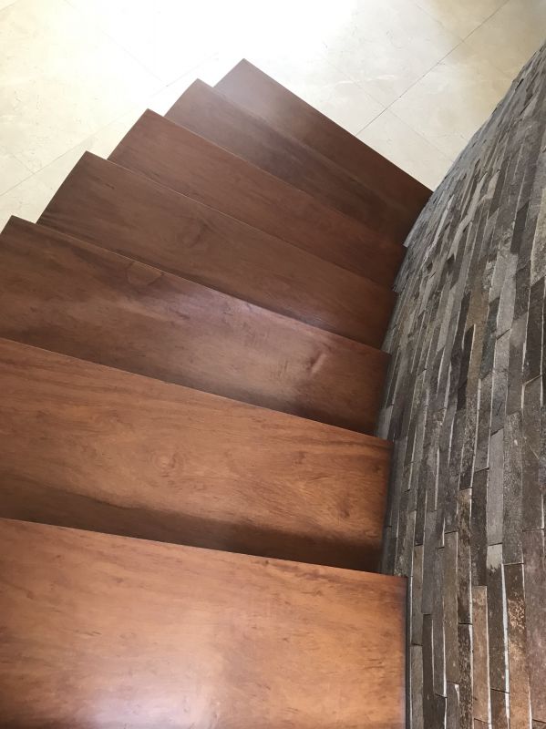 Cherry Wood Steps Installation